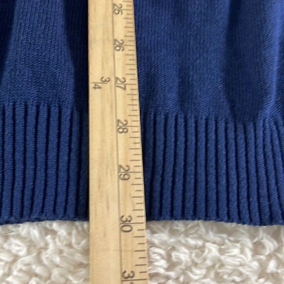 Club Room Sweater Mens Large Button Mock neck knit Cotton Navy blue New - Picture 8 of 10